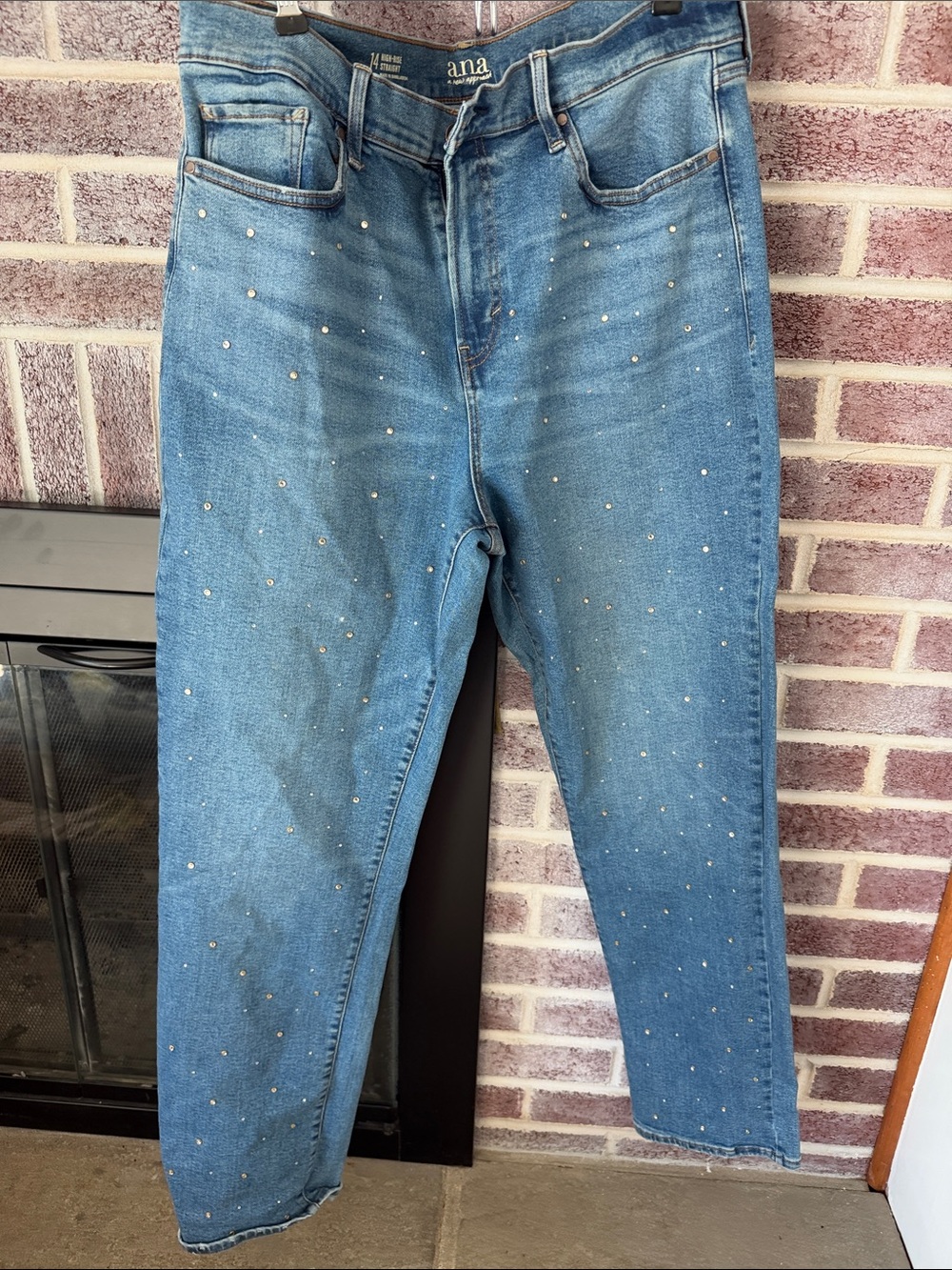 a.n.a Blue Boyfriend Jeans with Scattered Studs